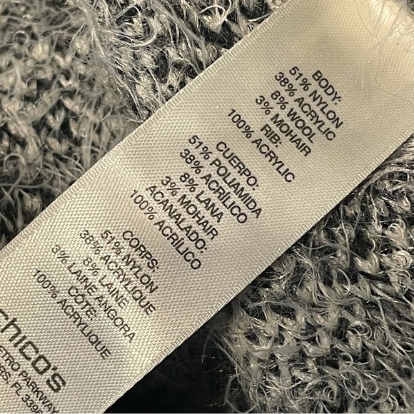 Chico's alaina vest eyelash knit sweater black/white wool mohair blend Zebra - Picture 6 of 10